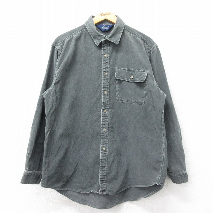 XL★古着 ウールリッチ WOOLRICH 長袖 シャツ メンズ 90年代 90s コーデュロイ 濃緑 グリーン 25mar18 中古 トップス