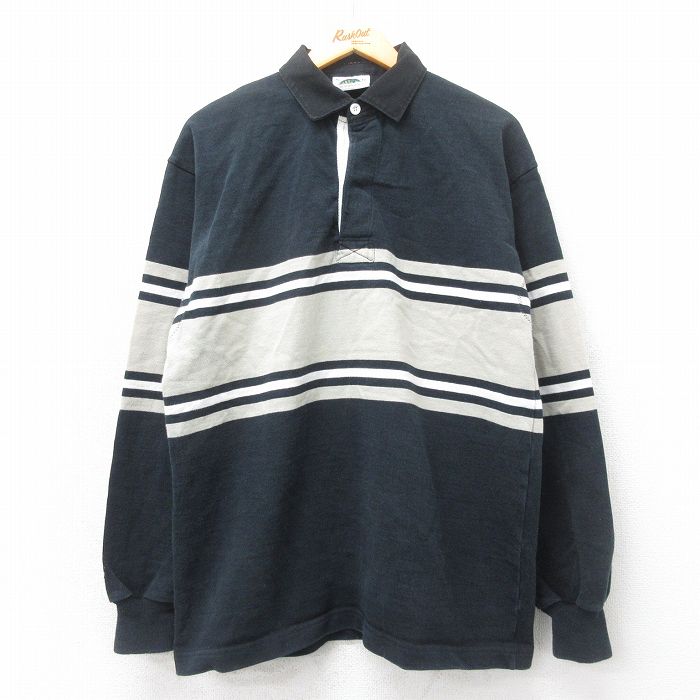 L★古着 バーバリアン 長袖 ラガー シャツ メンズ 90年代 90s コットン カナダ製 黒他 ブラック 【spe】 25mar18 中古 トップス
