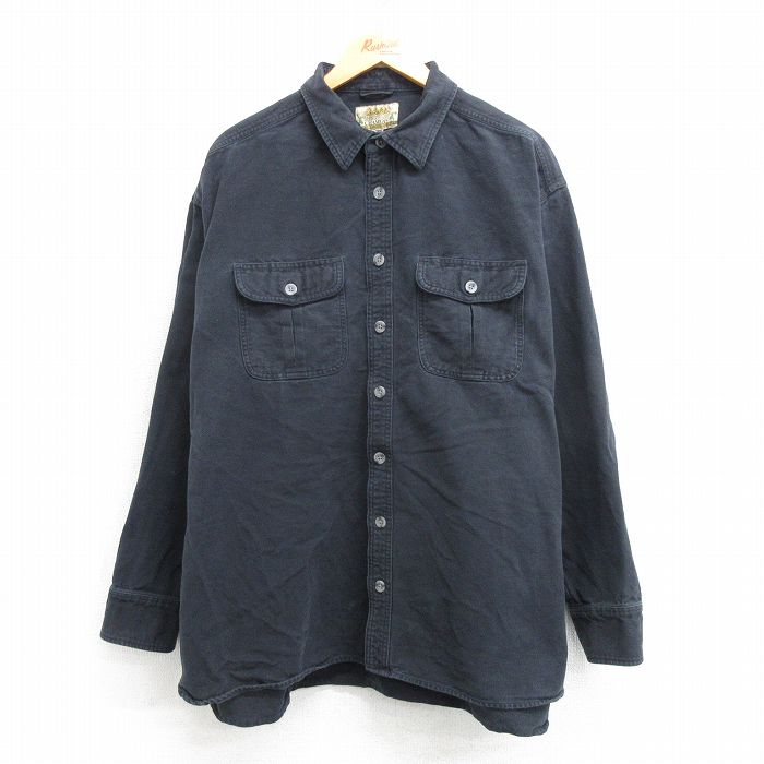 XL★古着 カベラス 長袖 シャツ メンズ コットン 黒 ブラック 25mar19 中古 トップス