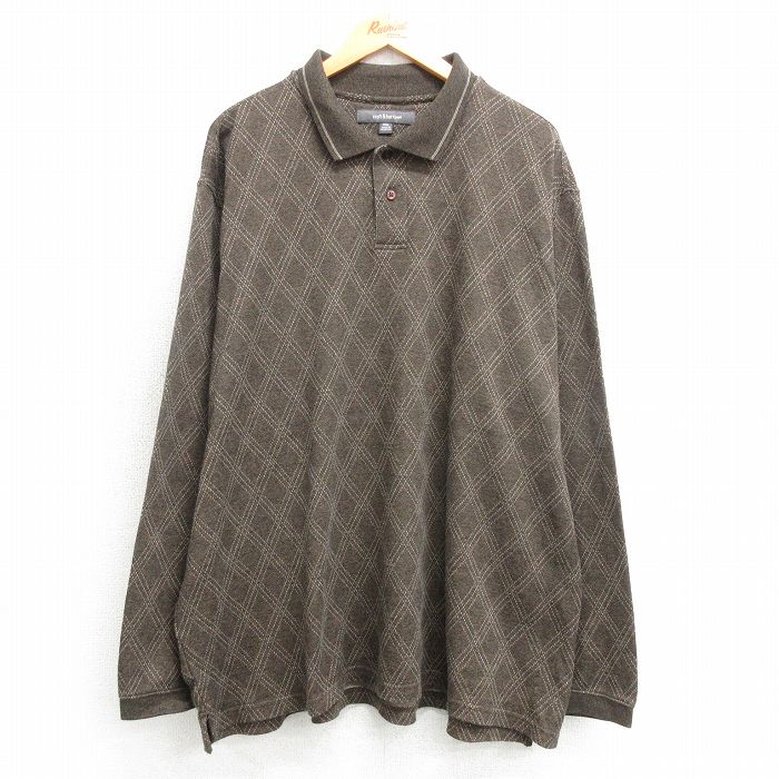 XL★古着 長袖 ポロ シャツ メンズ 大きいサイズ 茶他 ブラウン 25mar19 中古 トップス