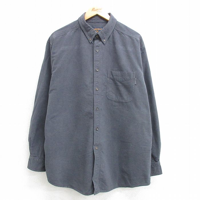 XL★古着 ウールリッチ WOOLRICH 長袖 シャツ メンズ 大きいサイズ コットン ボタンダウン グレー 25mar19 中古 トップス
