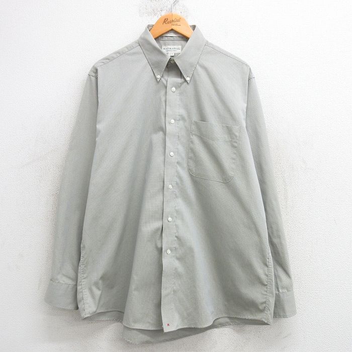 XL★古着 長袖 シャツ メンズ 90年代 90s ボタンダウン USA製 薄緑他 グリーン チェック 25mar19 中古 トップス