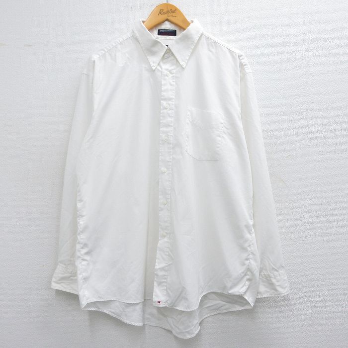 XL★古着 長袖 シャツ メンズ 90年代 90s 大きいサイズ ボタンダウン USA製 白 ホワイト 25mar22 中古 トップス