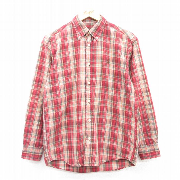 M★古着 マルボロ 長袖 シャツ メンズ 00年代 00s ボタンダウン 赤他 レッド チェック 25mar22 中古 トップス