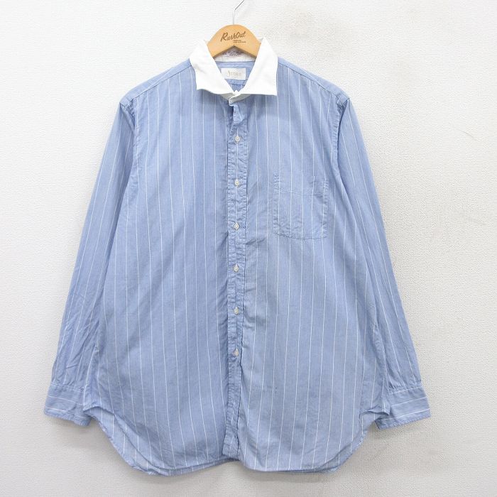 長袖シャツ ネイビーストライプ XL | 古着