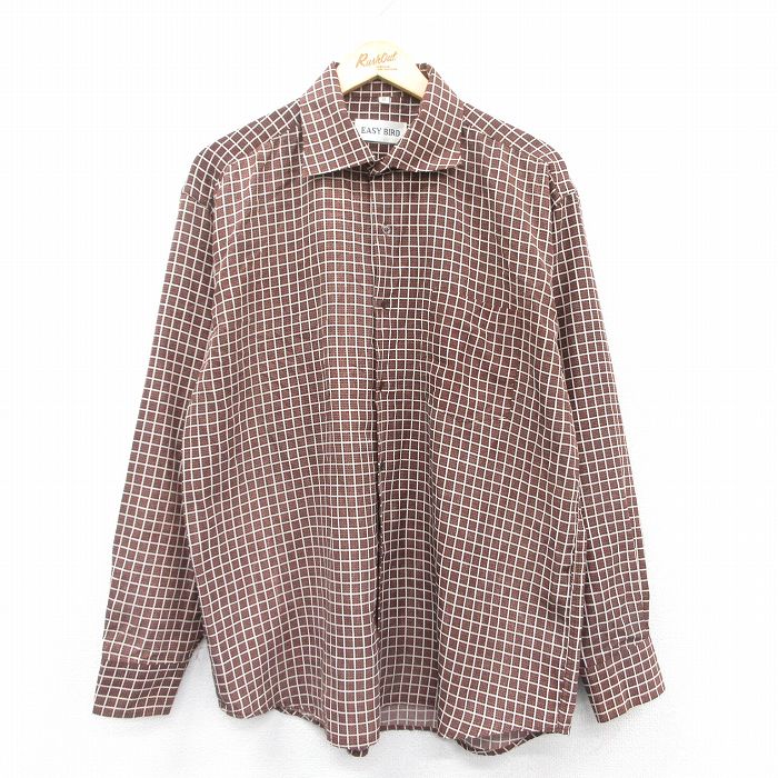 長袖シャツ チェック ブラウン L | 古着