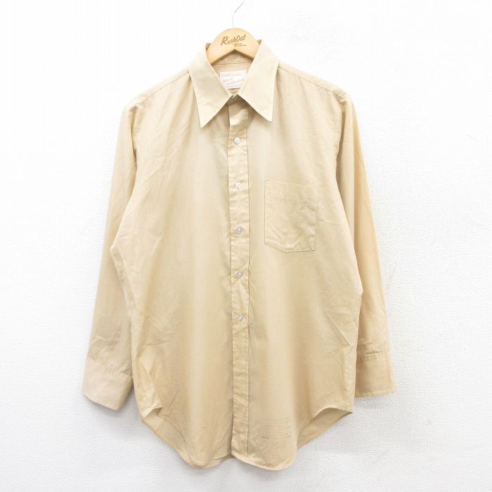 L★古着 アロー 長袖 シャツ メンズ 90年代 90s ロング丈 ベージュ カーキ 25mar26 中古 トップス