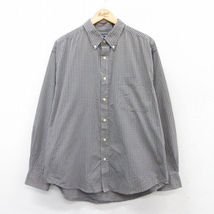 XL★古着 ピューリタン 長袖 シャツ メンズ 00年代 00s ボタンダウン グレー他 チェック 25mar26 中古 トップス