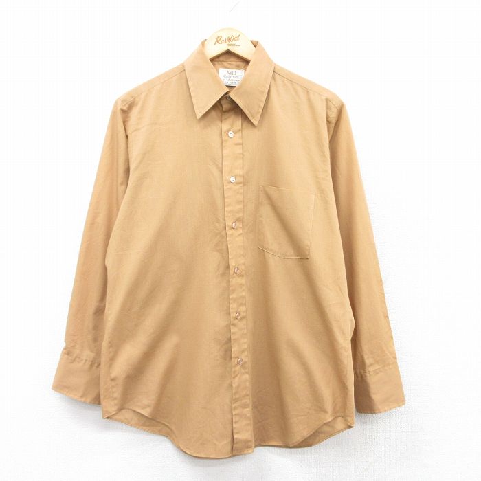 【50%OFF】L★古着 アロー 長袖 シャツ メンズ 80年代 80s ベージュ カーキ 25mar26 中古 トップス