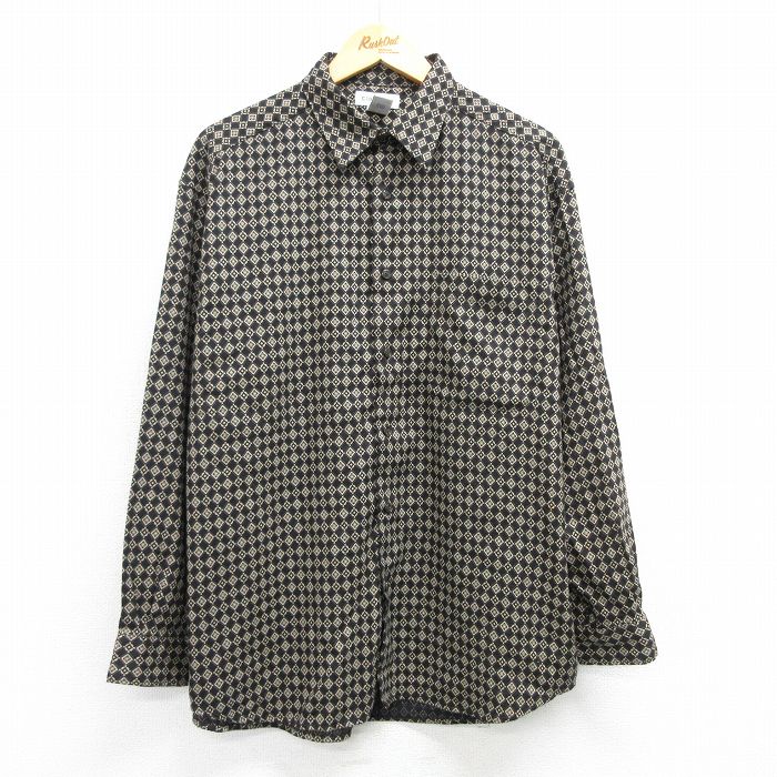 XL★古着 長袖 シャツ メンズ 00年代 00s 大きいサイズ 黒他 ブラック 25mar26 中古 トップス