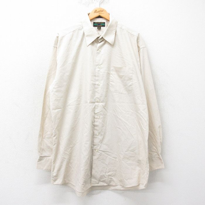 XL★古着 長袖 シャツ メンズ 00年代 00s 大きいサイズ ロング丈 ベージュ カーキ 25mar26 中古 トップス