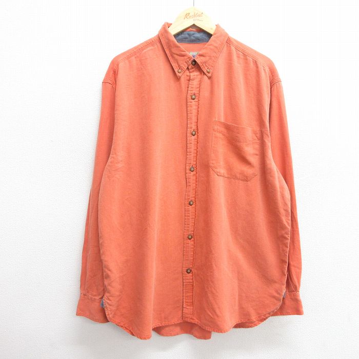 XL★古着 THE TERRITORY AHEAD 長袖 シャツ メンズ 00年代 00s オックスフォード コットン ボタンダウン オレンジ系 25mar28 中古 トップス