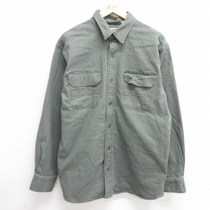XL★古着 レッドヘッド 長袖 シャツ メンズ ダック地 緑系 グリーン 25mar28 中古 トップス