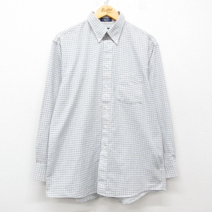 XL★古着 アロー 長袖 シャツ メンズ 90年代 90s USA製 紺他 ネイビー チェック 25mar29 中古 トップス