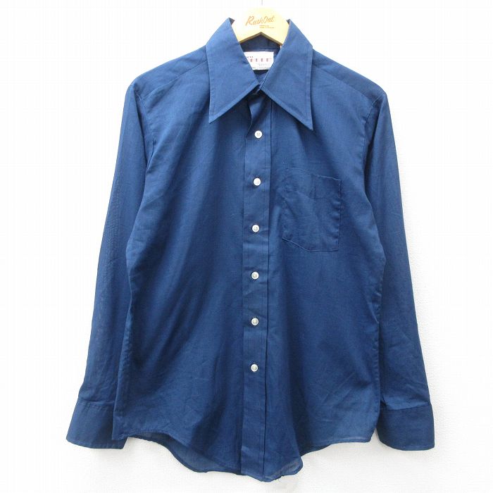 M★古着 キャンパス 長袖 シャツ メンズ 70年代 70s USA製 紺 ネイビー 25mar31 中古 トップス