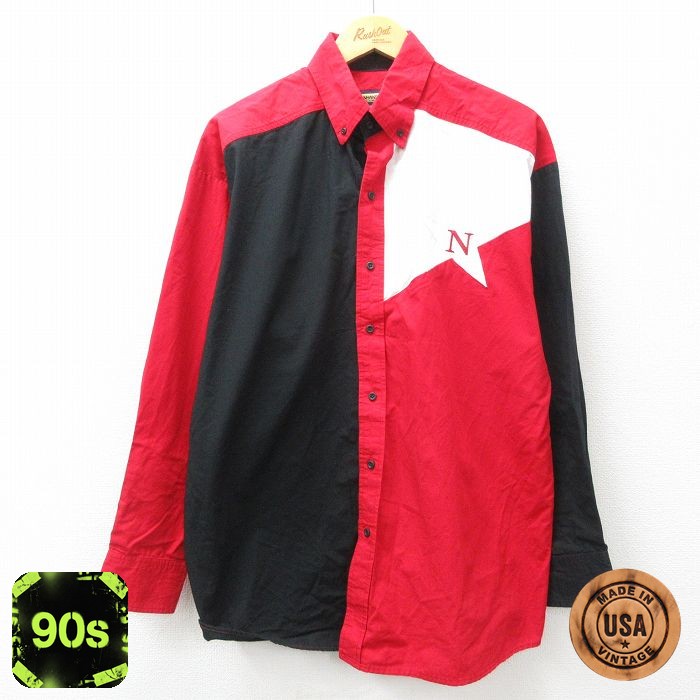 90s 長袖シャツ N マルチカラー レッド L | 古着