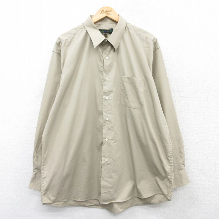 XL★古着 長袖 シャツ メンズ 00年代 00s 大きいサイズ ベージュ カーキ 25mar31 中古 トップス