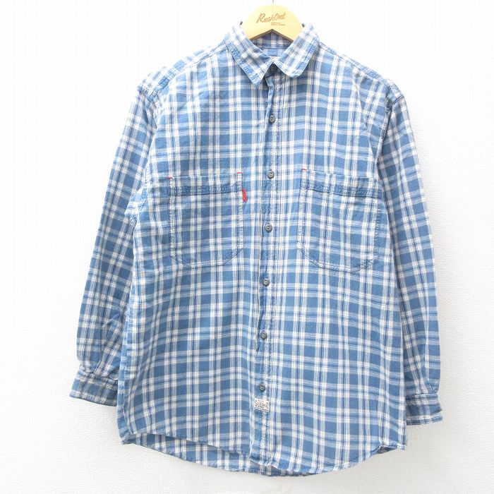 M★古着 ビューグルボーイ 長袖 シャツ メンズ 00年代 00s コットン 紺他 ネイビー チェック 25apr01 中古 トップス