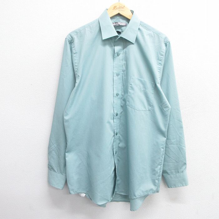 L★古着 バンヒューセン 長袖 シャツ メンズ 90年代 90s USA製 青緑系 25apr02 中古 トップス