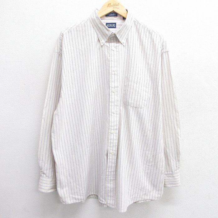 XL★古着 長袖 シャツ メンズ 90年代 90s ボタンダウン USA製 白 ホワイト 25apr02 中古 トップス