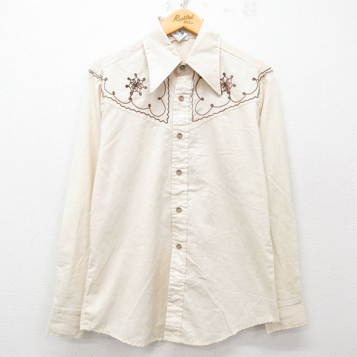 L★古着 ケニントン 長袖 シャツ メンズ 70年代 70s 生成り 【spe】 25apr03 中古 トップス