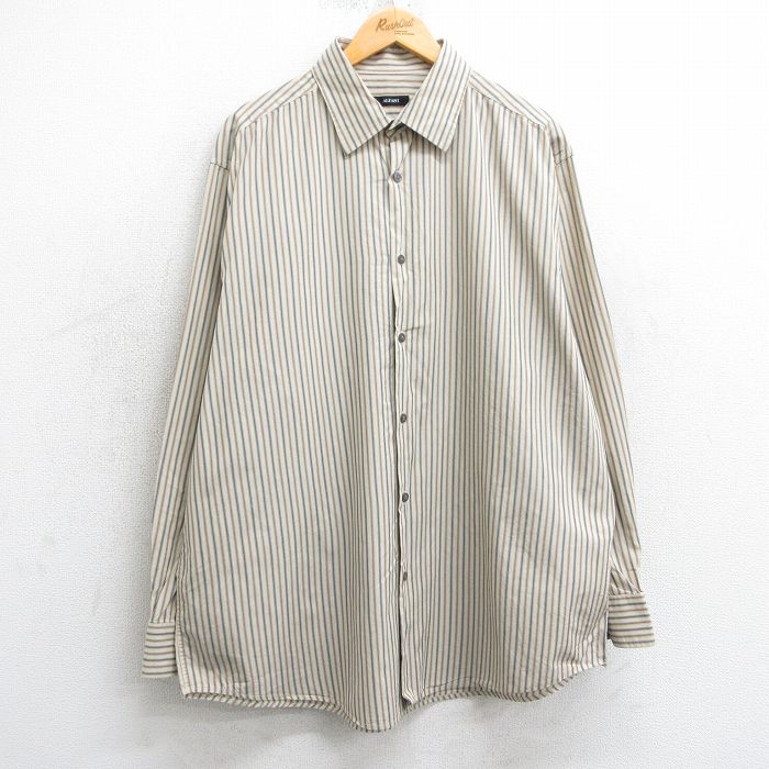 【50%OFF】長袖シャツ カーキストライプ XL | 古着