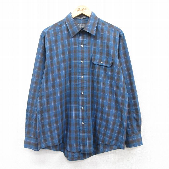 【50%OFF】XL★古着 長袖 シャツ メンズ 90年代 90s 紺他 ネイビー チェック 25apr09 中古 トップス