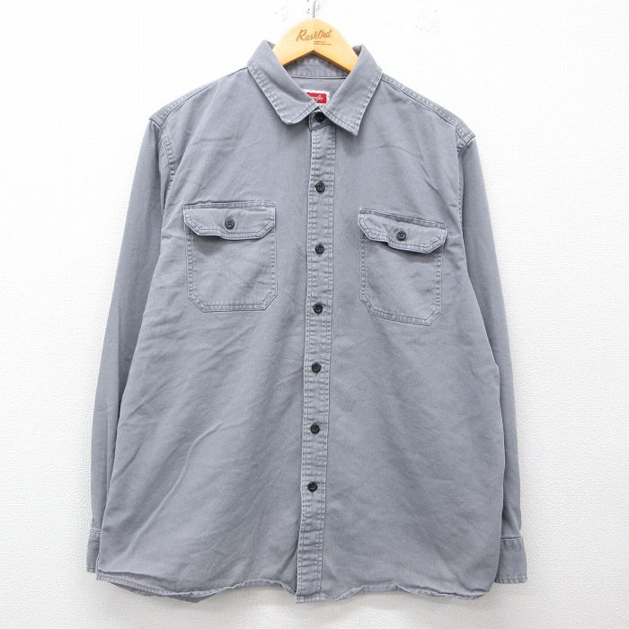 XL★古着 ラングラー Wrangler 長袖 シャツ メンズ グレー 25apr11 中古 トップス