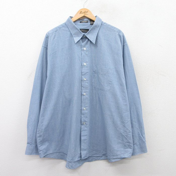 【50%OFF】XL★古着 バンヒューセン 長袖 シャツ メンズ 大きいサイズ 薄紺他 ネイビー チェック 25apr11 中古 トップス