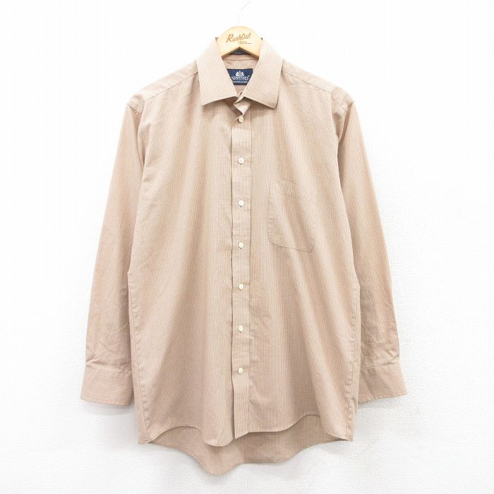 L★古着 STAFFORD 長袖 シャツ メンズ 00年代 00s ベージュ他 カーキ チェック 25apr11 中古 トップス