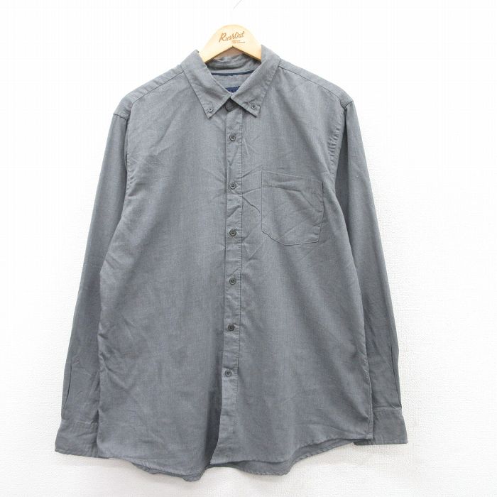 L★古着 ベーシックエディションズ 長袖 シャツ メンズ ボタンダウン グレー 25apr11 中古 トップス