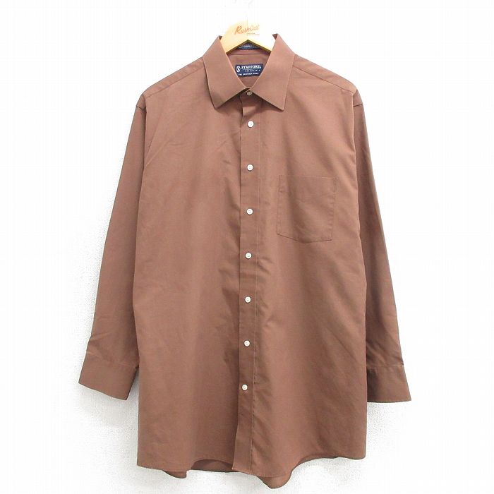 XL★古着 長袖 シャツ メンズ 茶 ブラウン 25apr14 中古 トップス