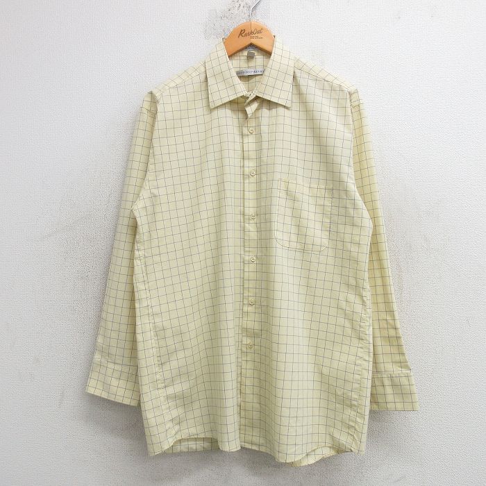 【50%OFF】L★古着 長袖 シャツ メンズ 黄他 イエロー チェック 25apr14 中古 トップス