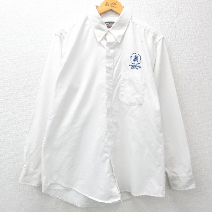 L★古着 長袖 シャツ メンズ TRANSPORTATION ボタンダウン 白 ホワイト 25apr14 中古 トップス