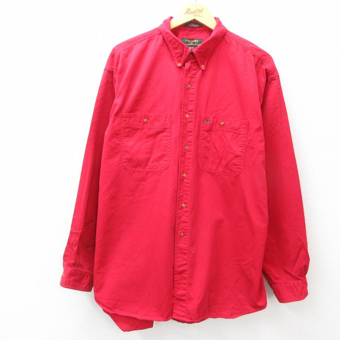 XL★古着 長袖 シャツ メンズ 赤 レッド 25apr14 中古 トップス