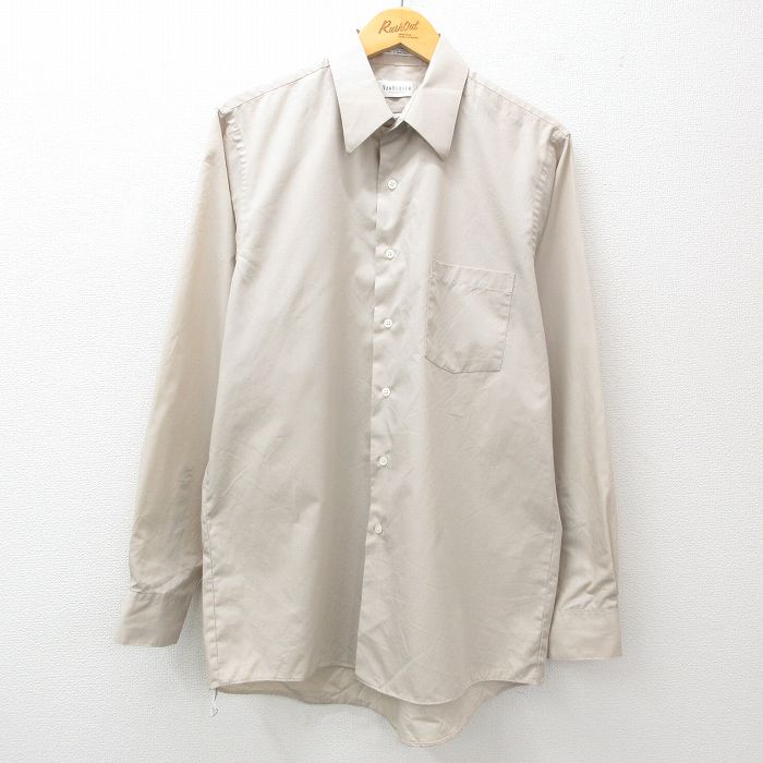 【50%OFF】L★古着 バンヒューセン 長袖 シャツ メンズ 薄ベージュ カーキ 25apr14 中古 トップス