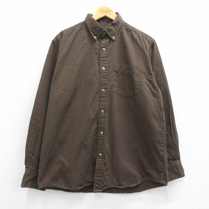 L★古着 ピューリタン 長袖 シャツ メンズ コットン ボタンダウン 茶 ブラウン 25apr14 中古 トップス
