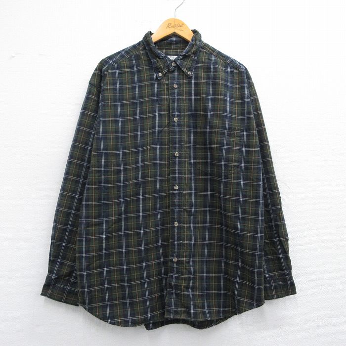 【50%OFF】XL★古着 長袖 シャツ メンズ 00年代 00s コットン ボタンダウン 紺他 ネイビー チェック 25apr14 中古 トップス