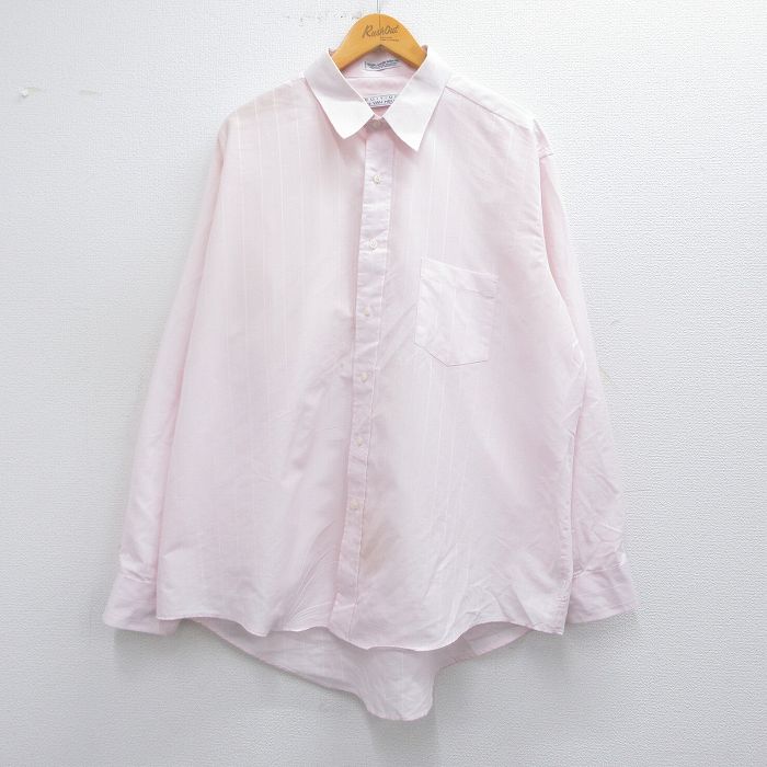 【50%OFF】XL★古着 バンヒューセン 長袖 シャツ メンズ 90年代 90s 大きいサイズ 薄ピンク 25apr15 中古 トップス