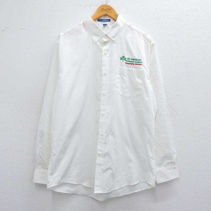 L★古着 長袖 シャツ メンズ ST PATRICK ボタンダウン 白 ホワイト 25apr15 中古 トップス