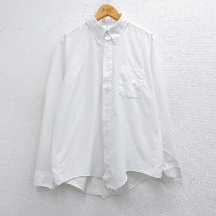 L★古着 長袖 シャツ メンズ 90年代 90s ボタンダウン USA製 白 ホワイト 25apr15 中古 トップス