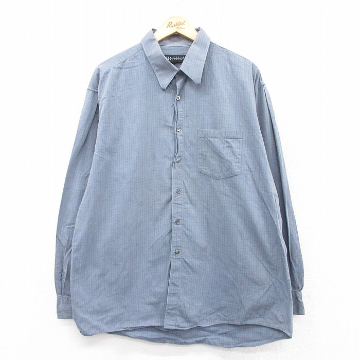 XL★古着 ペリーエリス 長袖 シャツ メンズ 薄紺 ネイビー 25apr15 中古 トップス