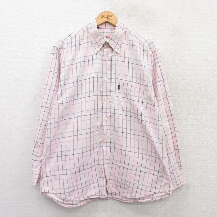 【50%OFF】L★古着 バブアー 長袖 シャツ メンズ ボタンダウン ピンク 25apr15 中古 トップス