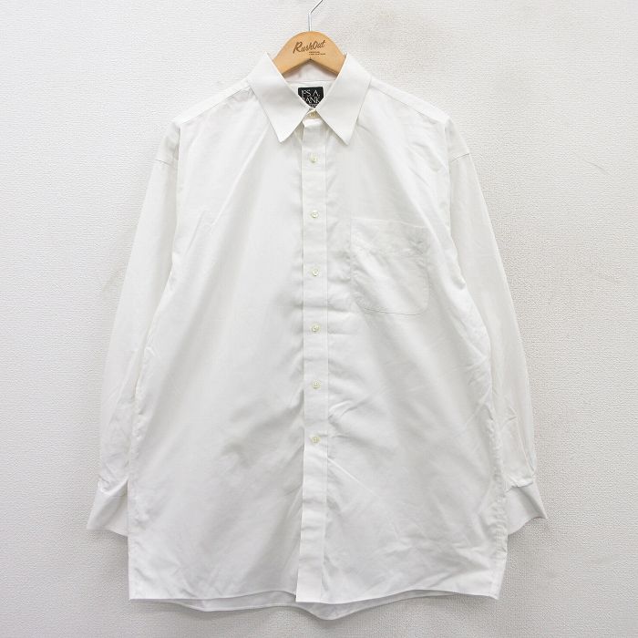 L★古着 JOS A BANK 長袖 シャツ メンズ ロング丈 コットン 白 ホワイト 25apr15 中古 トップス
