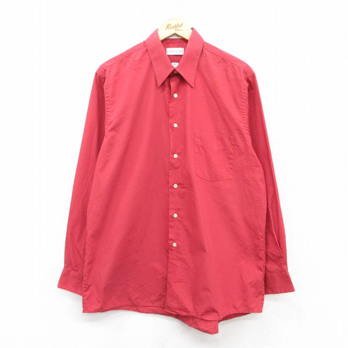 【20%OFF】L★古着 バンヒューセン 長袖 シャツ メンズ 赤 レッド 25apr15 中古 トップス