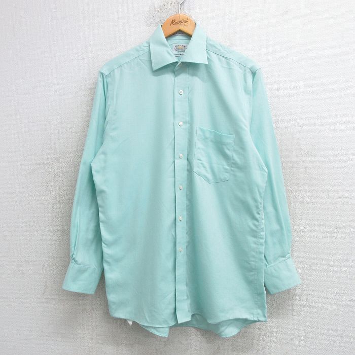 M★古着 長袖 シャツ メンズ 90年代 90s コットン 薄緑系 グリーン 25apr16 中古 トップス