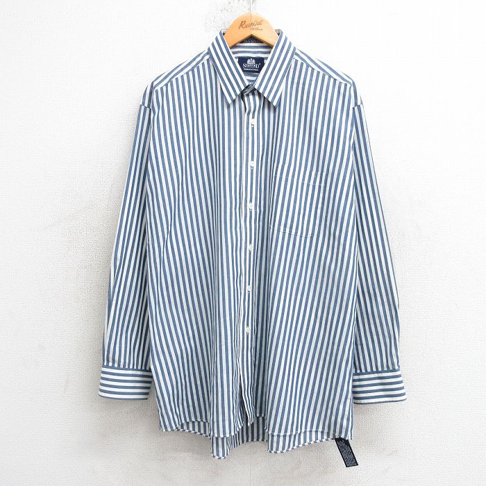 L★古着 長袖 シャツ メンズ 紺他 ネイビー ストライプ 25apr16 中古 トップス