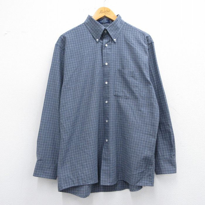 L★古着 アロー 長袖 シャツ メンズ 00年代 00s ボタンダウン グレー他 チェック 25apr17 中古 トップス