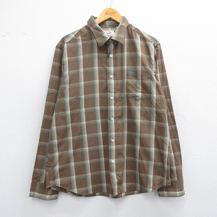 L★古着 マンシングウェア 長袖 シャツ メンズ 茶他 ブラウン チェック 25apr17 中古 トップス