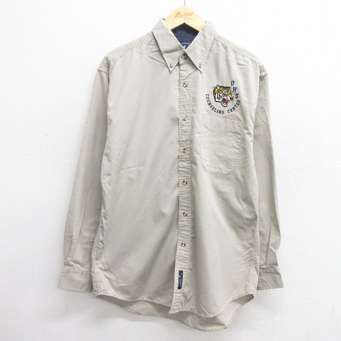 L★古着 長袖 シャツ メンズ OHS トラ コットン ボタンダウン ベージュ カーキ 25apr18 中古 トップス